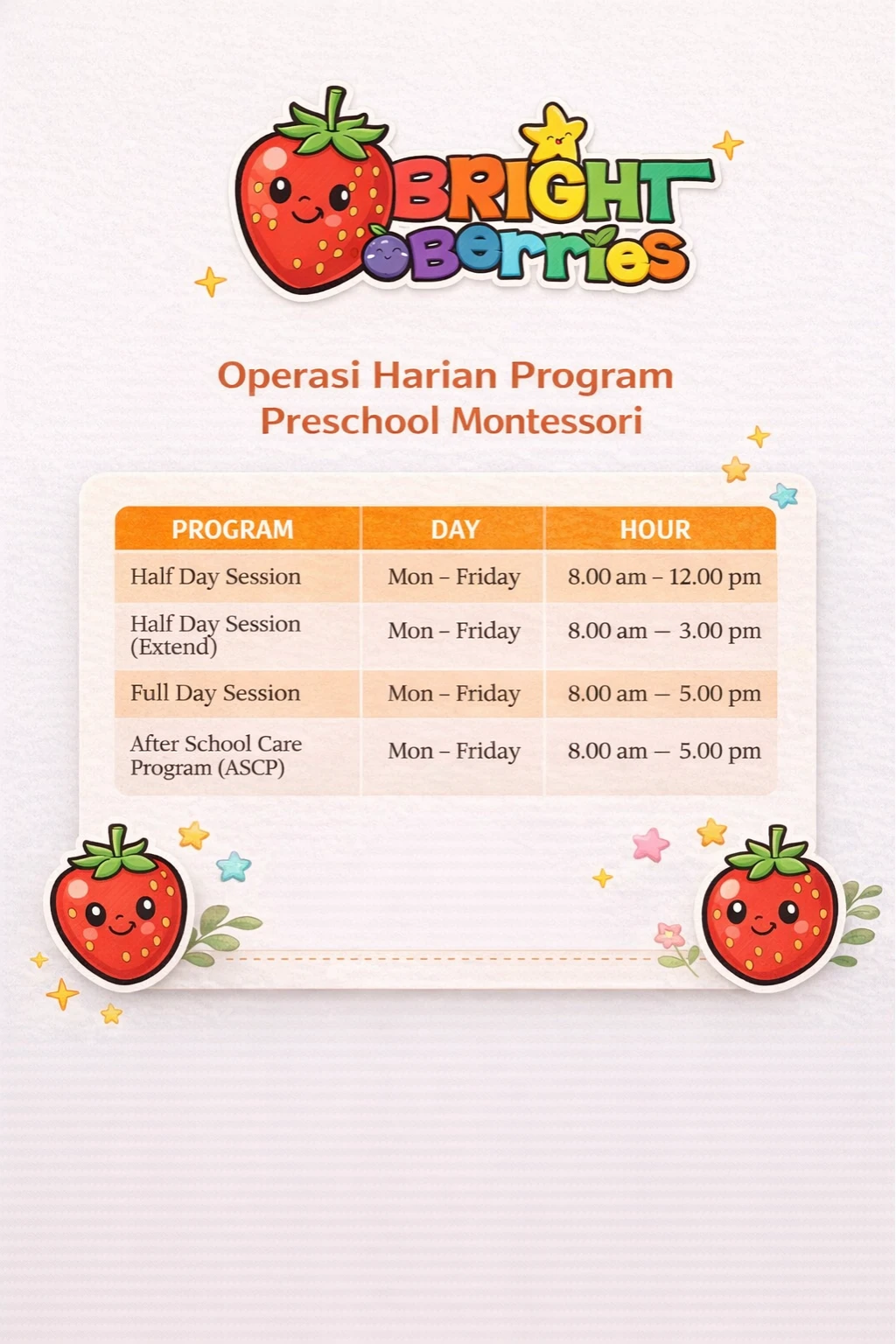 Operasi Harian Program Preschool Montessori